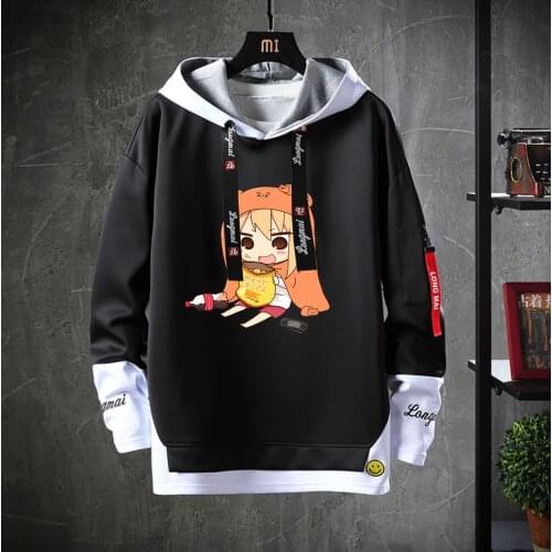 Anime Himouto! Umaru-chan Hooded Teenagers Costume Cartoon Unisex Casual Fake Two-Piece Hoodies Sweatshirt jacket coat