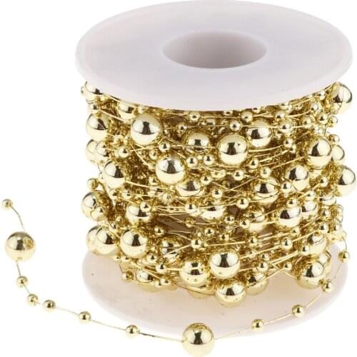 MagiDeal 10m Metallic Pearls Beads String Strand Garland Wire Chain Strands Spool Roll Wedding Birthday Christmas DIY Craft