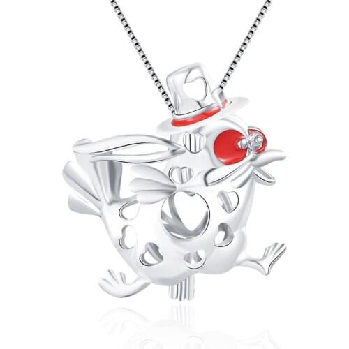 CLUCI 3pcs 925 Sterling Silver Running Turkey Shaped Pearl Locket Women Jewelry Silver 925 Pendant for Bracelet SC147SB