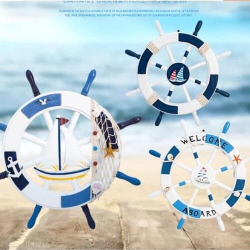 European-style Mediterranean sea theme decorative steering wheel and rudder crafts, creative background wall decoration pendant