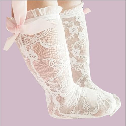 Childrens Baby Lace Socks Tube Baby Socks Princess Lace Mesh Summer Fashion Lace Knee High Socks 2020 Cotton Princess