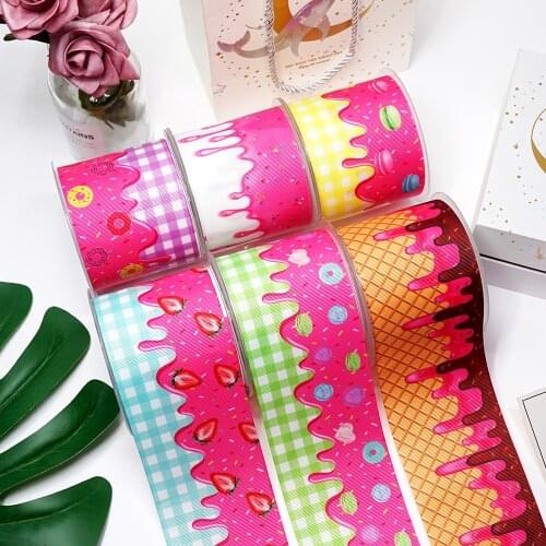 DIY Cartoon Dessert Printed Grosgrain Ribbon For Craft Supplies Sewing Accessories 5 Yards. 27900
