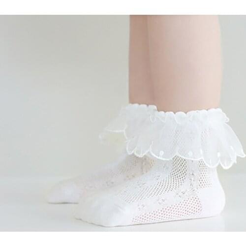 0-8 Years 6 Colors Summer Baby Soft Socks Thin Girls' Princess Lace Socks In Combed Cotton Mesh Socks With Lace For Baby Kids