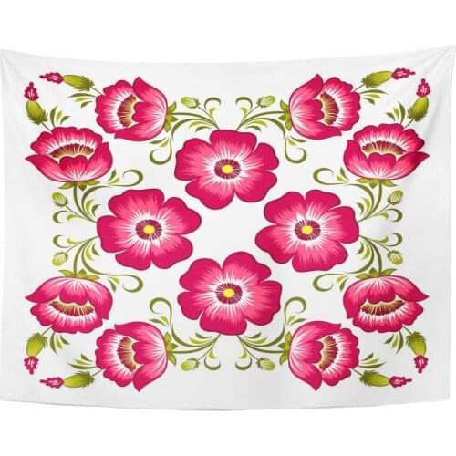 Tapestry Green Folk Floral in Ukrainian National Style Petrykivka Painting Flower Craft Tapestries Wall Hanging for Living Room