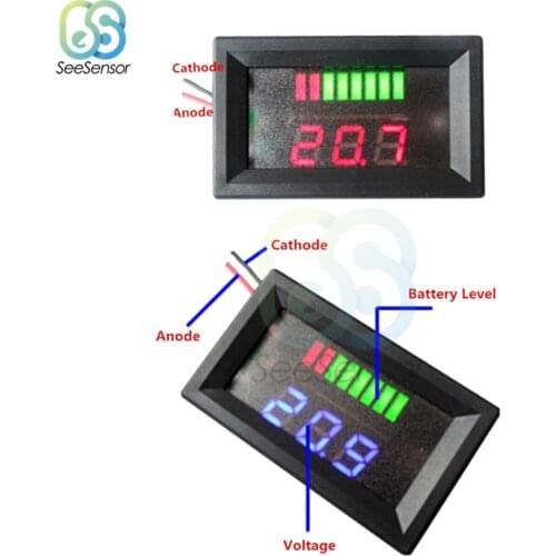 6V 12V 24V 36V 48V ACID Lead Battery Charge Level Indicator Battery Tester Lithium Battery Capacity Meter LED Tester Voltmeter
