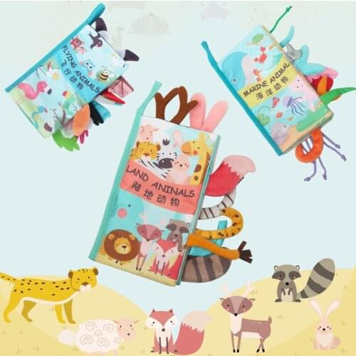 Soft Cloth Book 3D not fade Animal Tail Cloth Books Infant Newborn Soft Fabric Cloth Book Learning Educational For Baby 3 Month