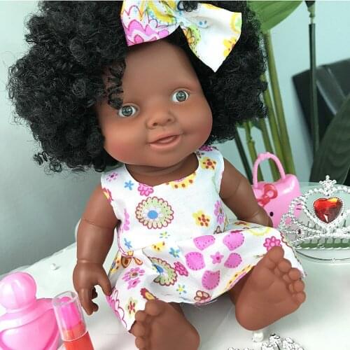 Bebe Reborn 25CM Black skin Baby Doll Soft Vinyl Silicone Bodys Doll Looklike Newborn Baby kit Toys For Chilern Christmas Gift