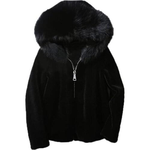 Faux fur jacket 2021 winter new fox fur one hooded zipper female short plus size Korean version of fur