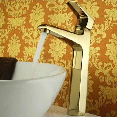 L17270 - Luxury Deck Mounted Gold Color Brass Basin Wash Basin Faucet