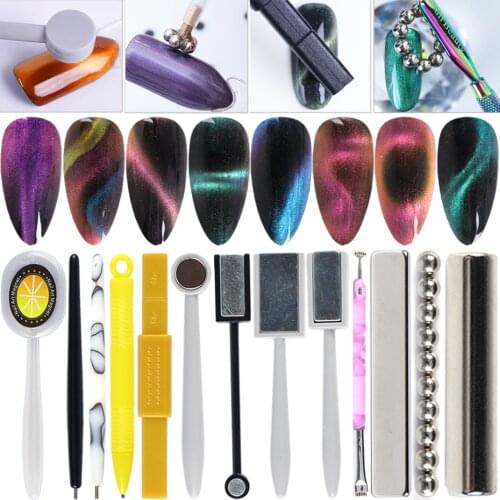 Magnetic 5D Cat Eye UV Gel Nail Polish Magnet Laser Nail Art Varnish Starry Sky Effect Stripes Line Designs Nail Art Tool LY1612