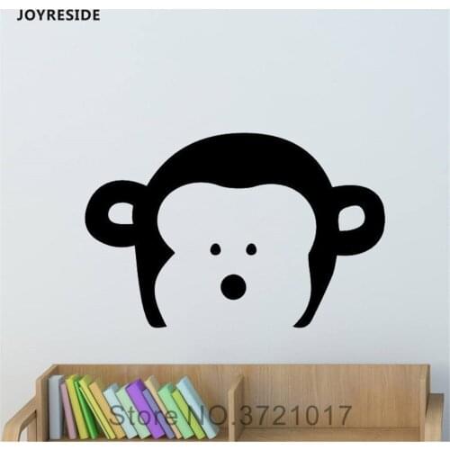 JOYRESIDE Cute Monkey Face Wall Animal Decals Vinyl Sticker Children Boys Girls Living Room Home Interior Playroom Mural A1581