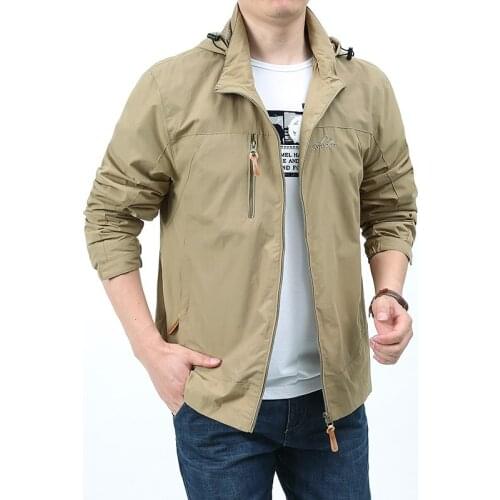 Mens Windbreaker Pocket Jackets Waterproof Military Hooded Streetwear Coat Casual Coat Male Clothing Autumn Jackets Men Big 5XL