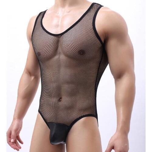 Men Belly Slimming Underwear Gay Ultra-thin Mesh Corset Tank Tops Sexy Transparent shapers Mens Bodysuit Men Brand Undershirts
