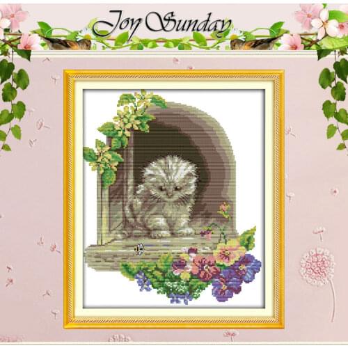 Kitten in the Window Patterns Counted Cross Stitch 11CT 14CT Cross Stitch Sets Chinese Cross-stitch Kits Embroidery Needlework
