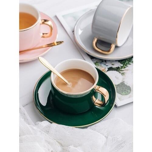 Bone China Luxury Coffee Cup Saucer Set Nordic European Teacups Afternoon Porcelain Tasse A Cafe Taza Cafe Espresso Cups EE50BD
