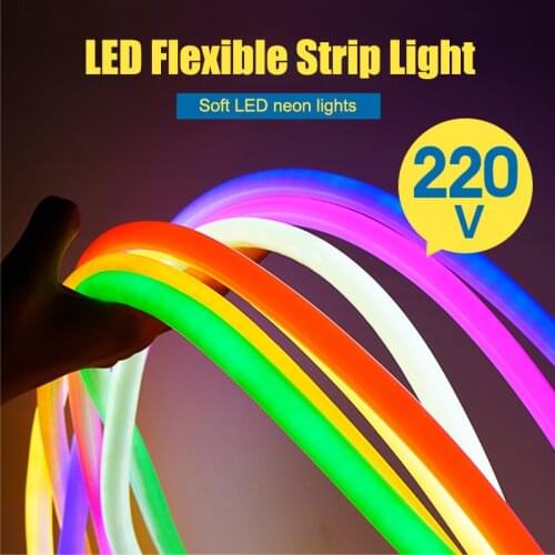 2021New Round LED Flexible Strip Light 220V-240V SMD 2835 LED Neon flex tube Outdoor Waterproof Rope string lamp EU Power Plug