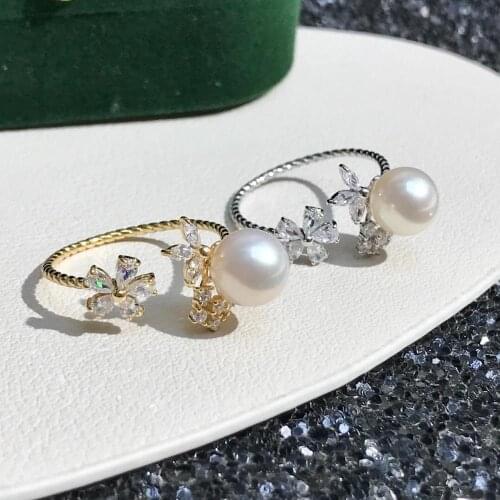 New Flower 925 Sterling Silver Adjustable Ring Settings Findings Mountings Parts for Pearl Corals Jade Crystal, 5pcs/lot