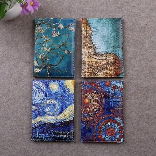 New Pu Leather Starry Sky Passport Cover Women Travel Wallet Color Landscape Passport Holder High Quatity Case for Passports