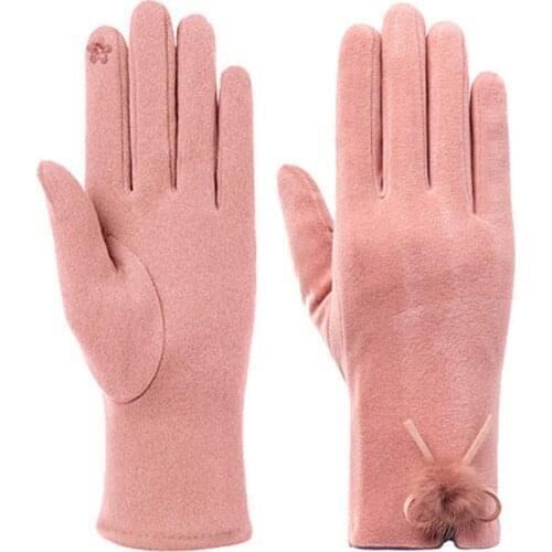 Solid Color Sweet Thicken Warm Plush Cycling Gloves for Autumn Winter