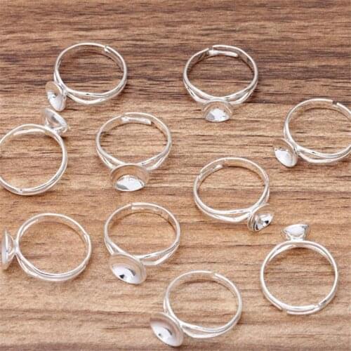 20pcs/lot 8/10mm Ring Settings Cabochon Bases Blank Bezel Tray Fit Cabochon Cameo DIY Finger Rings Findings