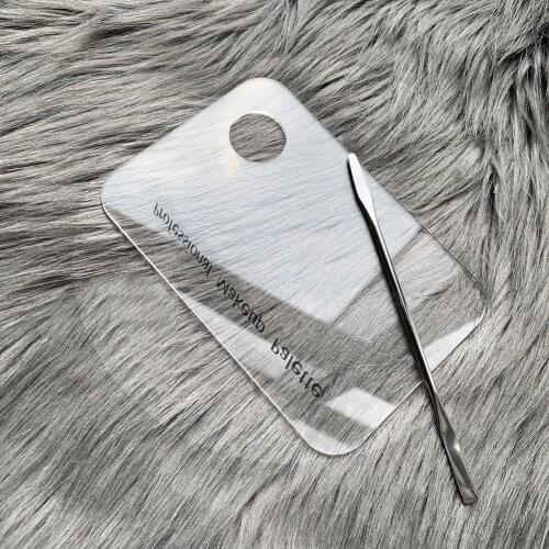 1 set Acrylic Transparent Makeup Palette Polish Gel Watercolor Oil Painting Mixer with Spatula Nail Art Salon Maicure Tools