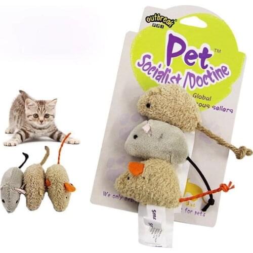 Plush Simulation Mouse Cat Toy Interactive Toy 3 / Card Packaging Three Mice