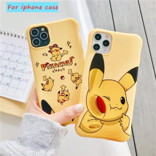 Pokemon Mobile Phone Case Pikachu Phone Cover Cute 3D Cartoon Soft Shell Phone Case Kid Gift for IPhone 6s plus 11 12 Pro MAX