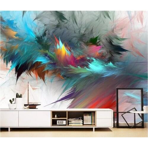 Custom fashion 3d wallpaper modern minimalist abstract lines white feather TV sofa background wall papers home decor