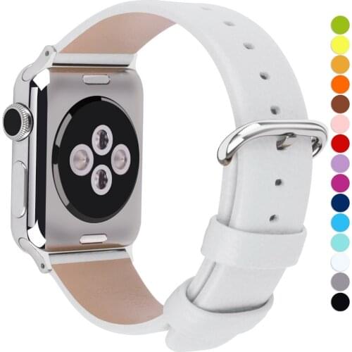 Strap for Apple Watch 4/5 Band38mm 42mm, 15 Colors Apple Watch Leather Band Strap with Buckle iWatch Series 5&4&3&2&1 Watchband
