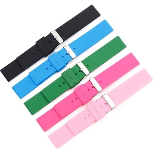 Pin buckle 18mm silicone strap mens watch accessories ladies childrens rubber watch with outdoor sports waterproof bracelet