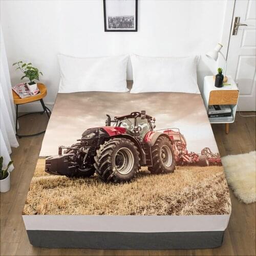 Luxury Elastic fitted sheet bed sheet With An Elastic Band Mattress Cover 150x200/160x200 Bed cover for home Tractor brown