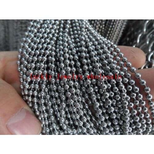 Retail Price Lot 20meter in bulk on sale 2mm/3mm Round Beads Chain Stainless Steel Fashion Jewelry Finding Chain DIY Marking