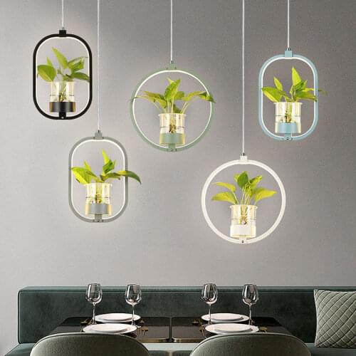 Nordic Plant Chandelier Modern Iron Acrylic Bar Dining Room Light Fixture Bedroom Lamp Living Room Deco Kitchen Led Ring Light