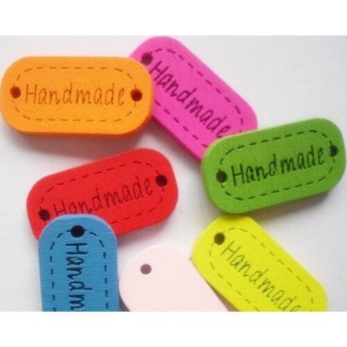 Mixed coloured drawing pattern handmade LOGO laser oval wooden button Sewing buttons