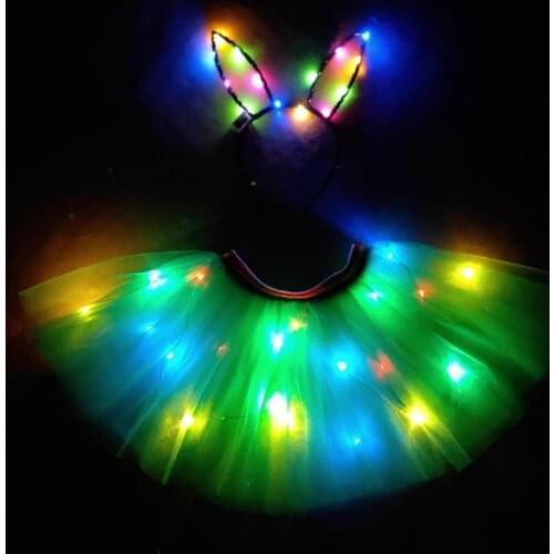 Light Up Girls Kids Clothes Shiny Star Tutu LED Skirt Princess Party Tutus Tulle Pettiskirt Children Ballet led tron Dance Wear