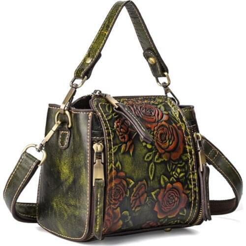 High Quality Natural Skin Cross Body Tote Purse Handbag Luxury Floral Women Messenger Shoulder Top Handle Genuine Leather Bags