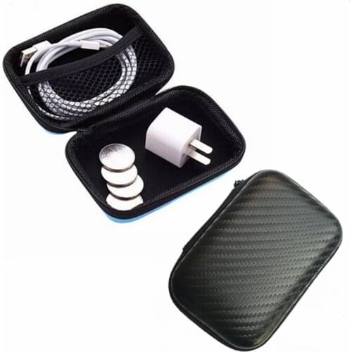 1PC Black Portable Mini Box Zipper Coin Earphone Accessories Storage Box Small Item Storage Bags