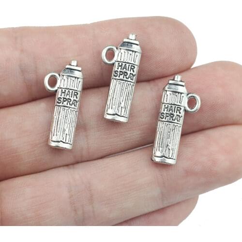 10 Pieces 10*22mm Antique Silver Color Mixed Alloy Hair Spray Charms Bottle Pendant Accessory For DIY Jewelry Making