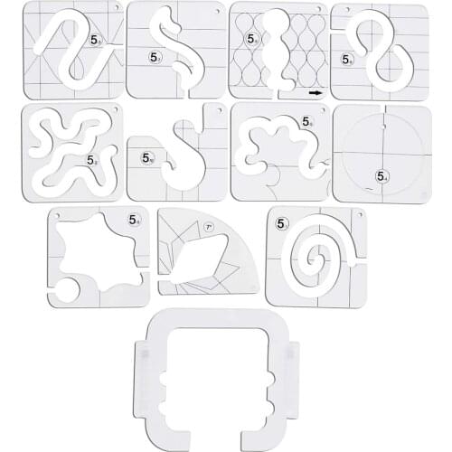 12pcs/Set Transparent Acrylic Quilting Template Patchwork Quilting Yardstick Rulers for Fabric Sewing Machine Accessories