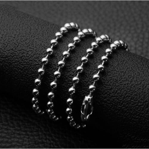 2mm 2.4mm 3.2mm Stainless Steel Ball Bead Chain Necklace for Dog Tag Pendant Necklace Jewelry 50cm 55cm 60cm