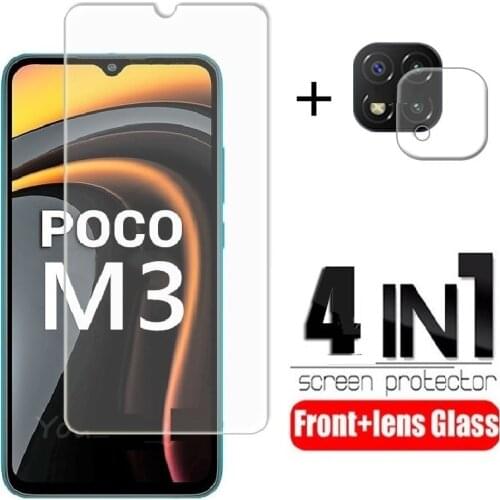 4-in-1 For Xiaomi Poco M3 Glass For Poco M3 Tempered Glass HD Screen Protector For Redmi Note 8 T 9 Pro Xiaomi Poco X3 M3 Glass
