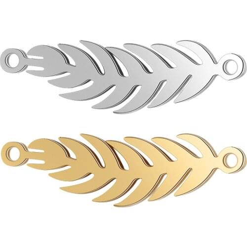 5pcs Titanium Stainless Steel Gold Color Wheat Charm Connector for DIY Women Men Bracelet Pendant Jewelry Making Findings