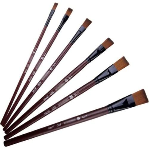 6Pcs Nylon Watercolor Brush Set Drawing Painting Wood Handle Watercolor Brushes Student Acrylic Oil Paint Brushes Art Supplies
