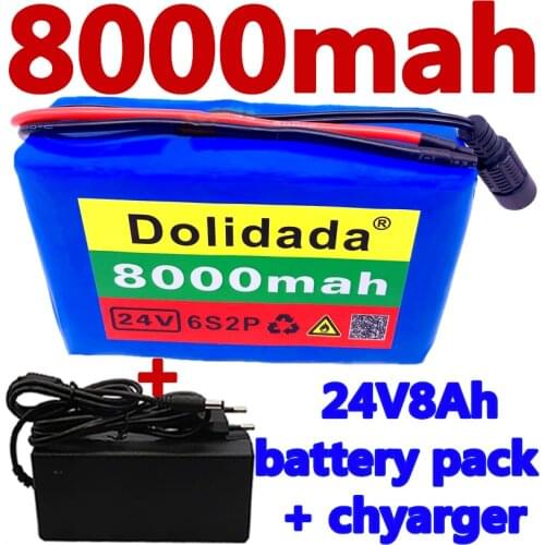 6s2p 24V8Ah 18650 Battery Lithium Battery 25.2v 8000mAh Electric Bicycle Moped /Electric/Li ion Battery Pack with + charger
