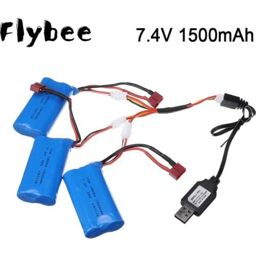 7.4V 1500mAh lipo Battery with charger set for Wltoys 10428 12428 12401 12402 12403 12423 FY-03 FY01 FY02 Rc toys battery parts