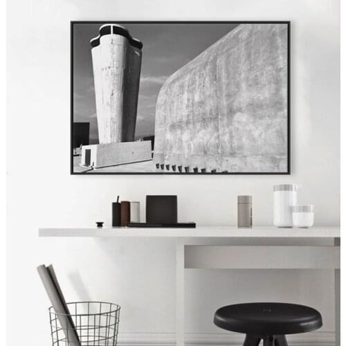 Architectural Photo Le Corbusier Canvas Print French Architecture Marseille Provence Black White Painting Poster Office Decor