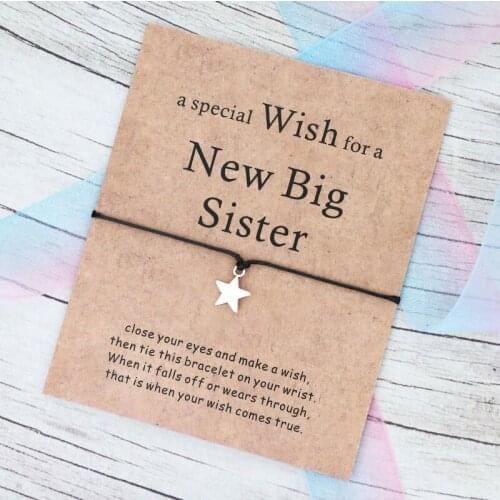 Big Sister Wish Bracelet New Sister Stars Bracelets Love Sister Charm Bracelet Sister Jewelry for Women Men Best Friend Gift