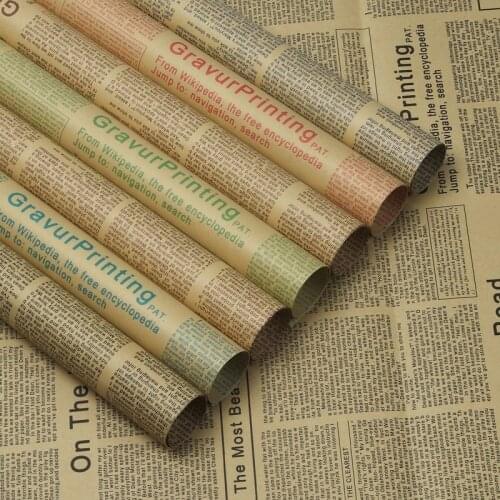 20 sheets Flower Gift Packaging Wrapping Paper Florist Bouquet Wrap English Newspaper Paper Material For Christmas Party 70x50cm