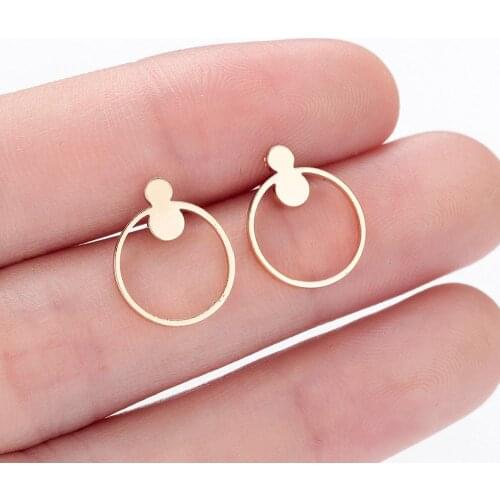 Chandler Stainless Steel Circle Stud Earrings Small Geometric Round Brincos Minimalist Ear Jewelry Femme Oorbellen