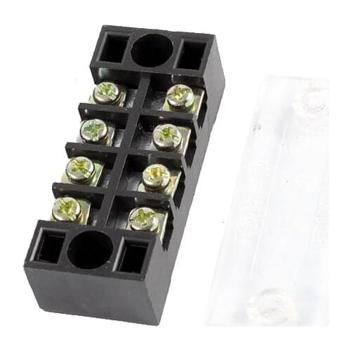 MYLB 3 Pcs 600V 15A 4 Positions Dual Rows Covered Barrier Screw Terminal Block Strip